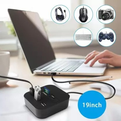 TECHGEAR All in One USB Hub Combo 3 USB Ports USB 2.0, for Micro SD support USB Adapter USB Adapter(Black)