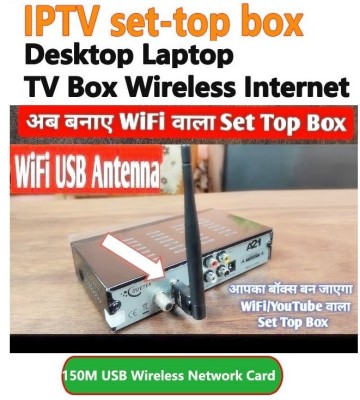 BALRAMA USB Wifi Adapter Dongle Ralink RT5370 Wi-Fi Antenna for PC LAPTOP TV Set Top Box Media Streaming Device(Black)