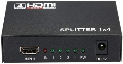 KUVERA HDMI Splitter 1X4,1in 4Out HDMI Port, Compatible for TV, Monitor(Not a Switch) USB Adapter(Black)