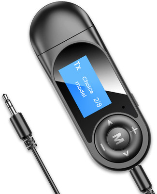 amiciSmart 5.0 Bluetooth Transmitter and Receiver with LCD Diplay 3.5mm AUX Wireless Dongle USB Adapter(Black)