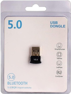 RAREGEAR Bluetooth USB Adapter BT Version 5.0 Office Connector Device for PC Laptop USB Adapter(Black, golden)