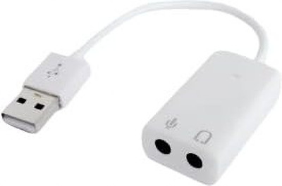 Simcotrack Plug-and-Play 7.1 Channel USB External Sound Card Audio Adapter with Mic USB Adapter(White)
