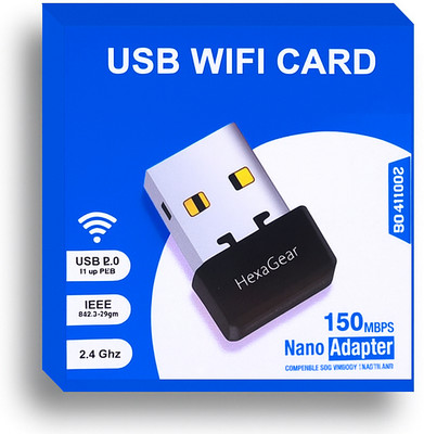 HexaGear Multi-Device Compatible WiFi Adapter for PC Laptop and Desktop Computer USB Adapter(Black)