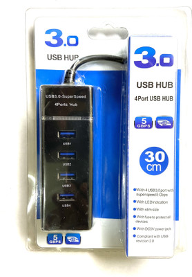 WEFLY 4 Port USB Hub 3.0 Adapter Cable with 5Gbps Speed, Laptop, PC Computers USB Adapter(Black)