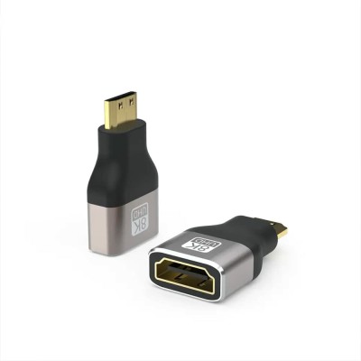 RuhZa Micro HDMI to HDMI Adapter, Standard Micro HDMI Adapter 2.1 Version. Micro HDMI Male to HDMI Female Extension Adapter for Camera, Laptop,. HDMI Connector(Grey)