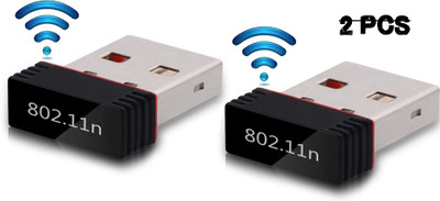 Red Champion Nano Wifi Dongle, Connector Receiver 802.11BGN 2.0 Pack/2Pcs USB Adapter(Black)