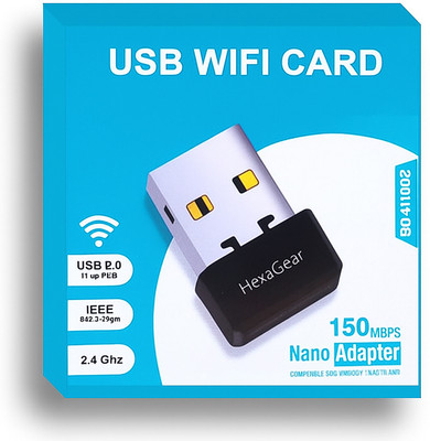 HexaGear Wireless WiFi Adapter Plug & Play for Laptop Computer and PC Stable Connection USB Adapter(Black)