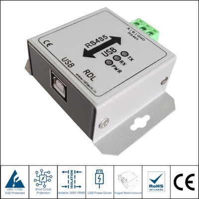 Rdl Industrial Grade Isolated Serial USB to RS485 Adapter Converter ESD Protected USB Adapter(Grey)