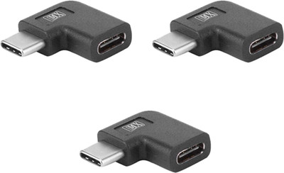 MX USB Type-C Male to USB Type-C Female Right Angle Adapter (Pack Of 3) -4082 USB Adapter(Black)