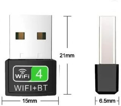 TECHGEAR USB WiFi Bluetooth Adapter, Network Card Wireless Dongle for PC Laptop Desktop USB Adapter(Black)