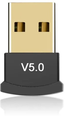 HDF Bluetooth USB Dongle Adapter 5.0 for Smart Phone, Tablets, Laptop & Computer USB Adapter(Black, Golden)
