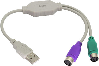 RyzCare PS2 Active Adapter USB Type A Male to PS 2 Female for Keyboard Mouse USB Cable USB Adapter(USB TO PS2 CABLE CONVERTER USB Adapter White)