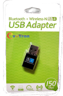 EvoTron 2 in 1 USB Dual WiFi /Bluetooth 4.2 Adaptor 150Mbps Band 2.4 Ghz USB Dongle USB Adapter(Black)
