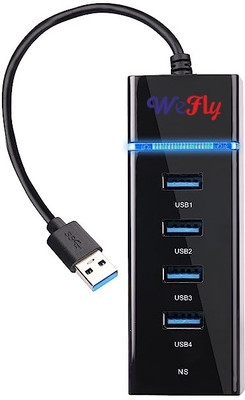 WEFLY 4 Port USB Hub 3.0 Adapter Cable with 5Gbps Speed, Laptop, PC Computers USB Adapter(Black)