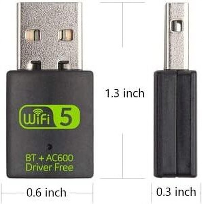 Bkc USB Bluetooth WiFi Adapter 2 in One WiFi and BT USB Adapter(Black)