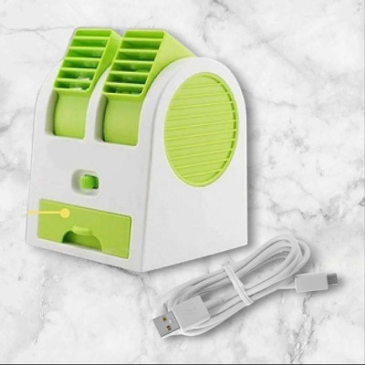 KRITAM Mini Cooler Desktop Table Small Water Air Conditioner Powered by USB Air Conditioners Small Portable Personal Air Cooler Mini Desktop Cooling Fan USB Air Cooler(Green)