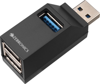 ZEBRONICS Zeb -180HB 180HB, 3 Ports, USB 3.0, Transfer Speeds upto 5 Gbps, Multi OS Compatible USB Hub(Black)