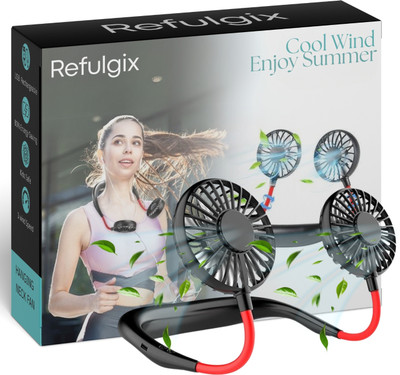 Refulgix Hand Free Neck Fan, Rechargeable Mini USB Personal Fan with 360 Rotation, 3 Adjustable Speeds USB Fan(Black)