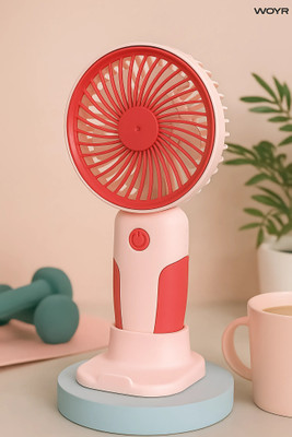 WOYR 3 Speed Portable Fan Rechargeable with stand|Small Fan USB Rechargeable Fan Rechargeable Fan(Red)