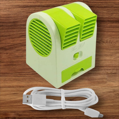 KRITAM Mini Cooler Desktop Table Small Water Air Conditioner Powered by USB Air Conditioners Small Portable Personal Air Cooler Mini Desktop Fan USB Air Cooler(Green)