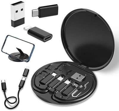 EKDANTAA Contains Multiple OTG Adapters USB to USB-C Adapter, USB C Charging Cable Adapter Kit USB Cable(Black)