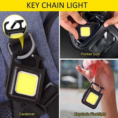 Mobtude Easy To Carry Mini LED Flashlight Keychain Torch- COB Work Lights 2 hrs Torch Emergency Light(Black)