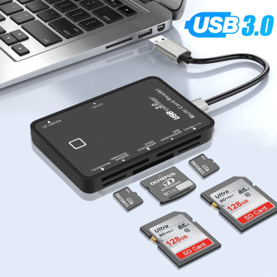 SCALEBEE 7 in 1 USB 3.0 High Speed Memory Card Reader Memory Adapter for Micro SD CF TF XD M2 MS Card Reader(Black)