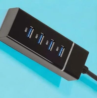 NKL Portable USB Mini HUB 4 Port SuperSpeed 3.0 Led Indication For Laptop, PC_107 USB HUB 4 PORT_UHP107 USB Hub(Black)
