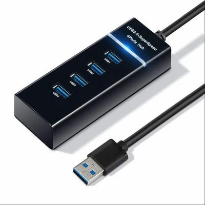 TECHEL USB Hub 3.0 High Speed LED Cable qwa11 USB Hub 3.0 High Speed LED Cable cxs11 USB Hub(Black)