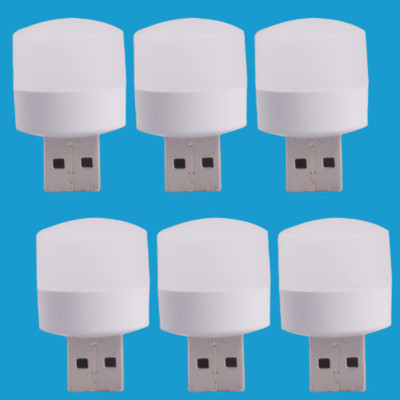 BZILO USB MINI BULB LIGHT WITH CONNECT ALL MOBILE WALL CHARGER PACK 6 FL1 PACK OF 6 USB LED Light Plug in Night Light Bulb_M1 Laptop Accessory(Multicolor)