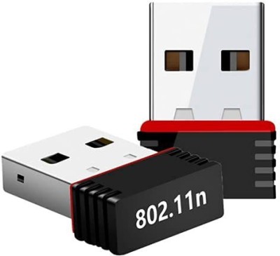 RuhZa Mini USB 2.0 Wireless WiFi Adapter 802.11N 300 Mbps for Computer, PC, Laptop Mini USB 2.0 Wireless WiFi Adapter 802.11N 300 Mbps USB Cable(Black)