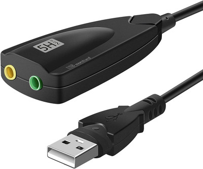 meshiv mantra USB Sound Card for Laptop PC with Headphone & Microphone 5hv2 Surround Multi-Function USB Sound Card Adapter for PC and Mac Sound Card(Black)