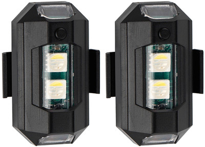 WRADER Aircraft Light for Drone Helmets Bike Cars and Number Plate with 7 Colors + Flashing Modes Small LED Aircraft Light (Pack of 2) Led Light(Black)