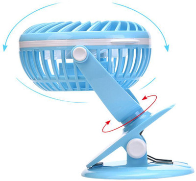 Dp 7608-PORTABLE RECHARGEABLE USB FAN Multifunctional, Clip, 2000mAh Battery USB Fan(Blue)