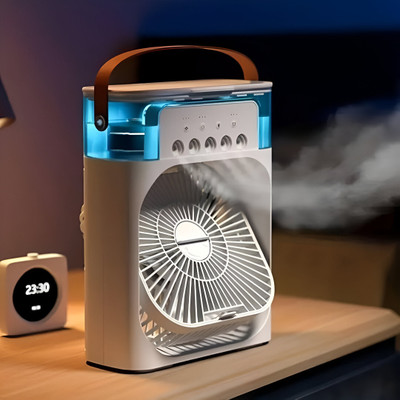ME Ecommerce Mini Rechargeable USB Fan With Mist Spray With LED Light Mini AC for Office Home Mini Rechargeable USB Fan With Mist Spray With LED Light Mini AC for Office Home Rechargeable Fan(White)