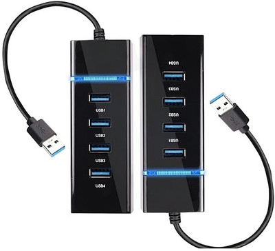 BASS BLING ™4-Port USB HUB 3.0, USB Splitter Super Fast USB HUB_03.0-4- Ports computer,mobile,printer.etc USB Hub(Black)
