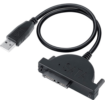 Frackson for Laptop CD/DVD ROM Optical Drive Charging Converter Adapter Cable USB 2.0 to Mini Sata II 7+6 13Pin Slimline SATA USB Cable(Black)