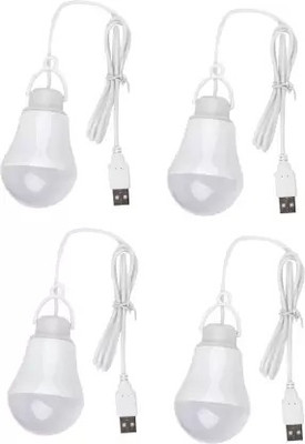 icall BBD 4 USB LED Bulb 5 Watt 6 Volts Bright Light Reading Lamp for Outdoor Camping Used with Any Laptop, PC, Power Bank & Smart Phone Led Light(White)
