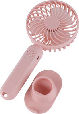MZ S9 (PORTABLE RECHARGEABLE USB FAN) 3 Speed Mode High Speed with 1200mAh Battery S9 Mobile Stand USB Fan(Pink)