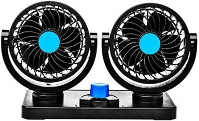 JAIN ELECTRONICS Car Mini Portable USB Air Cooler Table Fan Electric High 2 Speed 360° Dual Head Dashboard Wind Desk Travel Cold Breeze Summer Speed Rotatable Home Office 12V USB Fan(Multicolor)