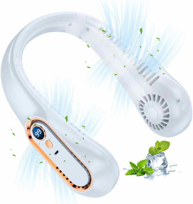 Sampri Portable Neck Fan Hands Free Bladeless Fan for Indoor and Outdoor Multifunction Foldable Angle With USB Charging And AC Charging Port USB Fan(White Neck)