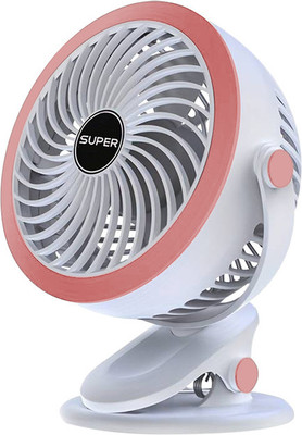 LACCO 5Speeds Adjustable,Bidirectional 360 ° Adjustable,Super Strong Wind,Portable Fan Mini Clip on Fan, Battery Operated Desk Fan USB Fan(Pink)