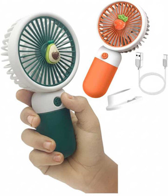 Felinar PACK OF 2 Rechargeable handheld fan Generic USB Fan, Rechargeable Fan, USB Air Cooler(Green and Orange)