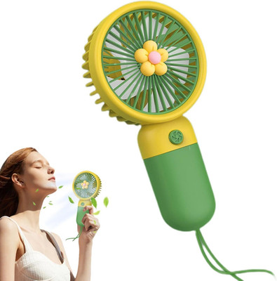 DEGNO USB mini portable fan for school college rechargeable portable hand fan high speed flow battery powered mini flower design for makeup USB Fan(Skyblue)