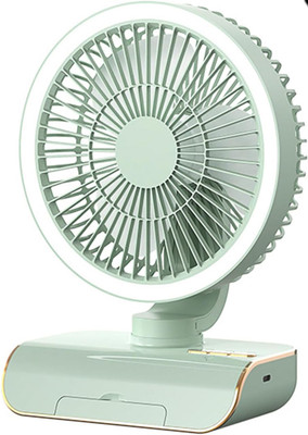 Sasimo Rechargeable 4000mAh Desk Fan, Portable USB-Powered Table Fan 3 Blade Led light Cooling Mini Table Fan Portable_2025 USB Fan(White LED)