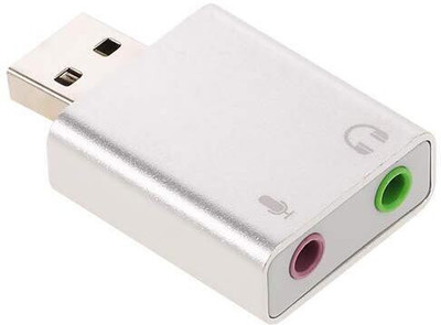 AMG Music USB Sound Card 7.1 Channel External USB Audio Sound Card Adapter with Headphone and Microphone Jack Play No Drivers Needed for Laptop and PC Sound Card(White)