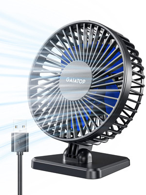 Gaiatop Small Desk Fan,Portable 3 Speeds Wind Mini Desktop Table Cooling Fan in Single Button,Adjustment Mini Personal Fan for Home Desktop Office USB Fan(Blue-Black)