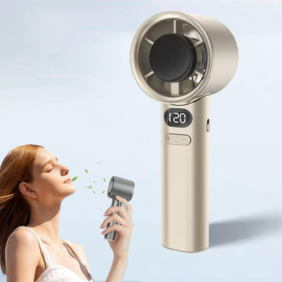 INDOB Portable Digital Handheld Cooling Fan with LED Display, personal cooling fan M 11 USB Fan(Gold)