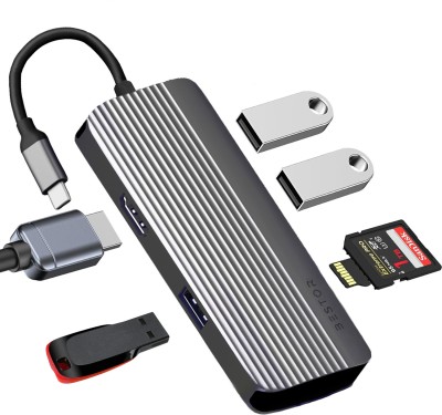 Bestor USB C to HDMI Adapter, 6 in 1 USB C Hub Laptop USB C Adapter 6 in 1 USB C Hub USB Hub(Grey)