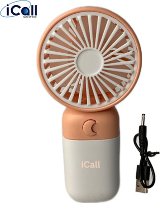 icall Mini Pocket LD8 Hand Fan Build-in Rechargeable Battery for Home, Makeup, Office, Indoor, Outdoor, Travel Rechargeable Fan(Pink, White)